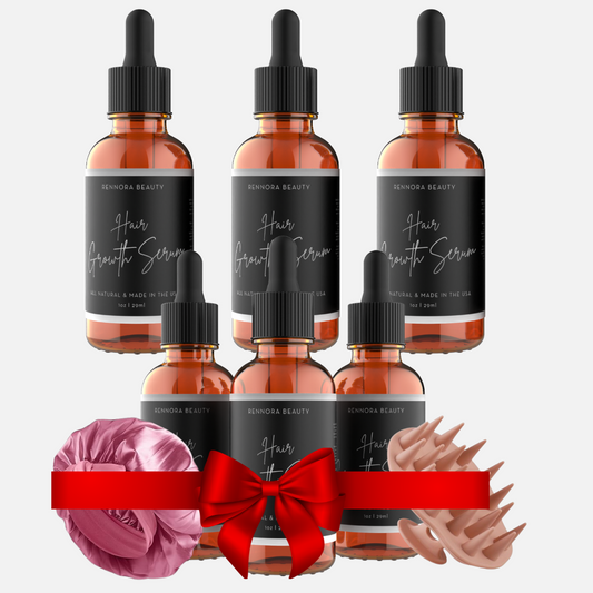 -6 Rennora Hair Growth Serums + Massage Comb +Silk Night Cap