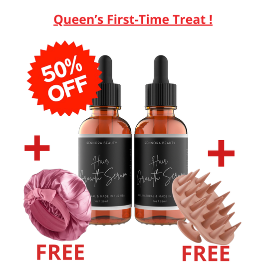 💥 2 Rennora Hair Growth Serums at 50% OFF + 🎁 FREE Serum Brush Massage Scalp Comb + 🎁 FREE Silk Satin Night Cap!